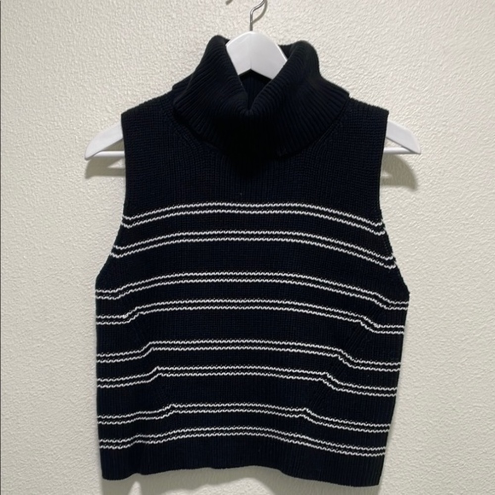 French Connection Mozart sleeveless jumper M NWT black/white